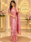 Baby Pink Kanchivaram Silk Saree, Maggam Blouse