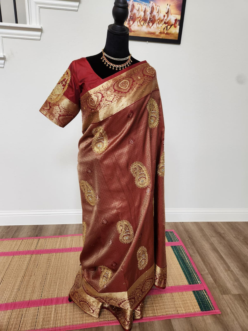 Maroon Premium Kanchi Silk Saree with Hand Zardosi Work