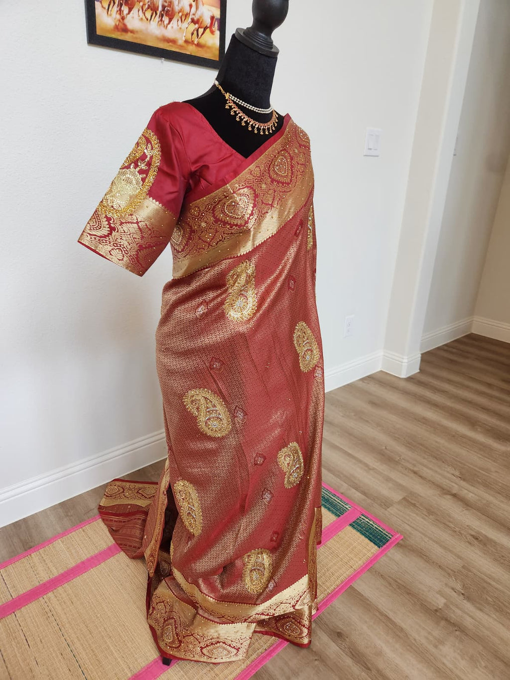 Maroon Premium Kanchi Silk Saree with Hand Zardosi Work
