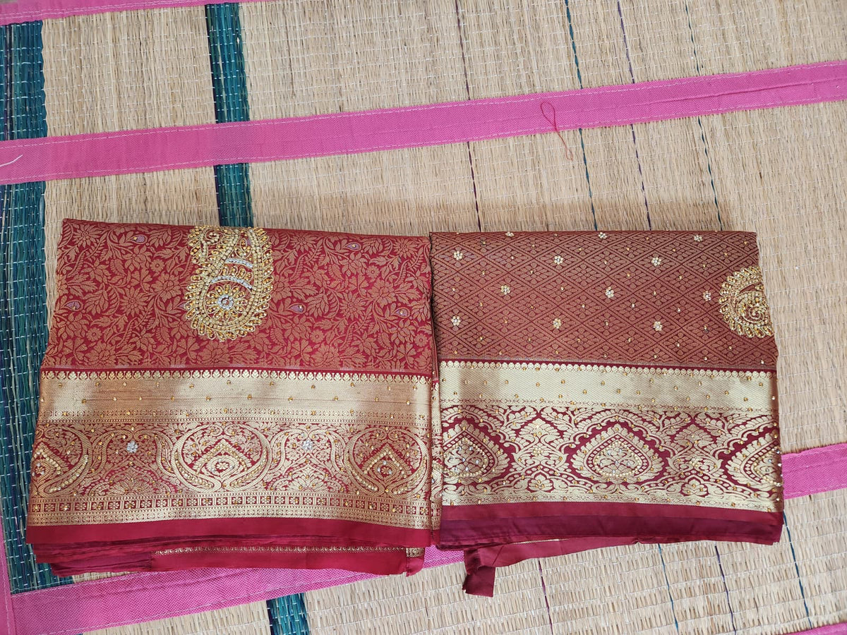 Maroon Premium Kanchi Silk Saree with Hand Zardosi Work