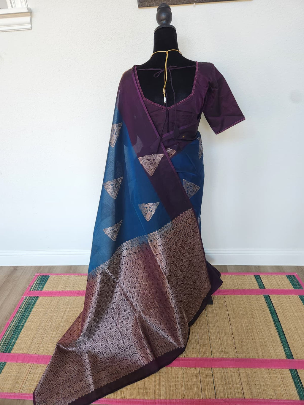Kanchi Silk Cotton Saree, Gold Zari Brocade
