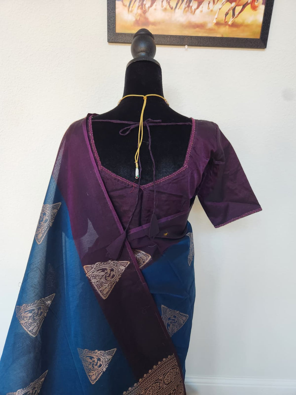 Kanchi Silk Cotton Saree, Gold Zari Brocade