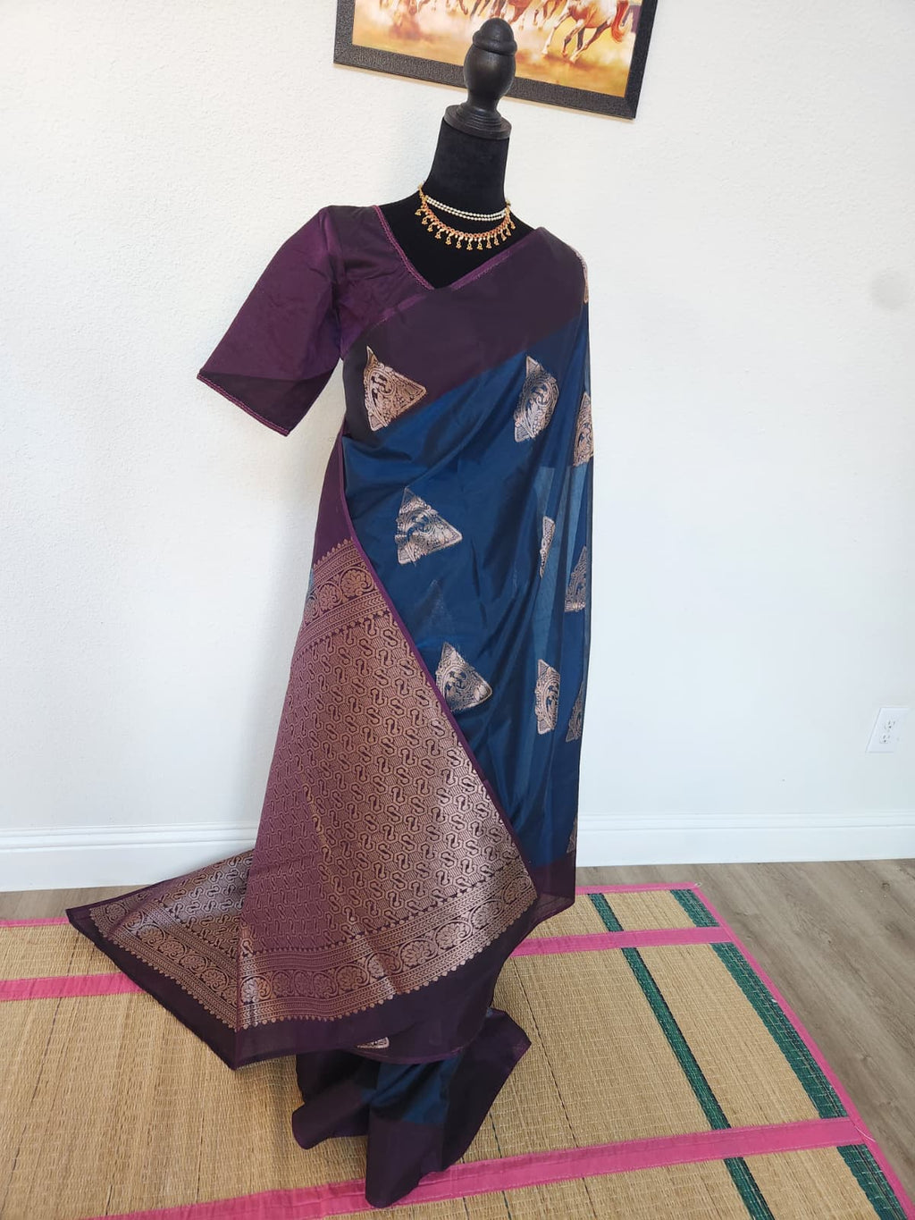 Kanchi Silk Cotton Saree, Gold Zari Brocade