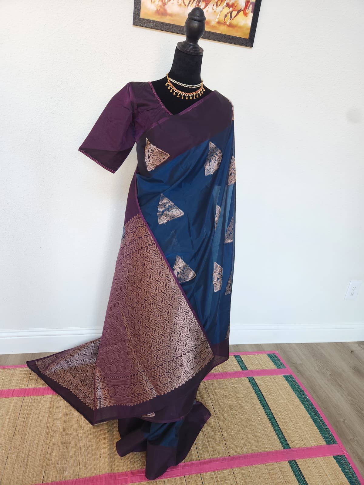 Kanchi Silk Cotton Saree, Gold Zari Brocade
