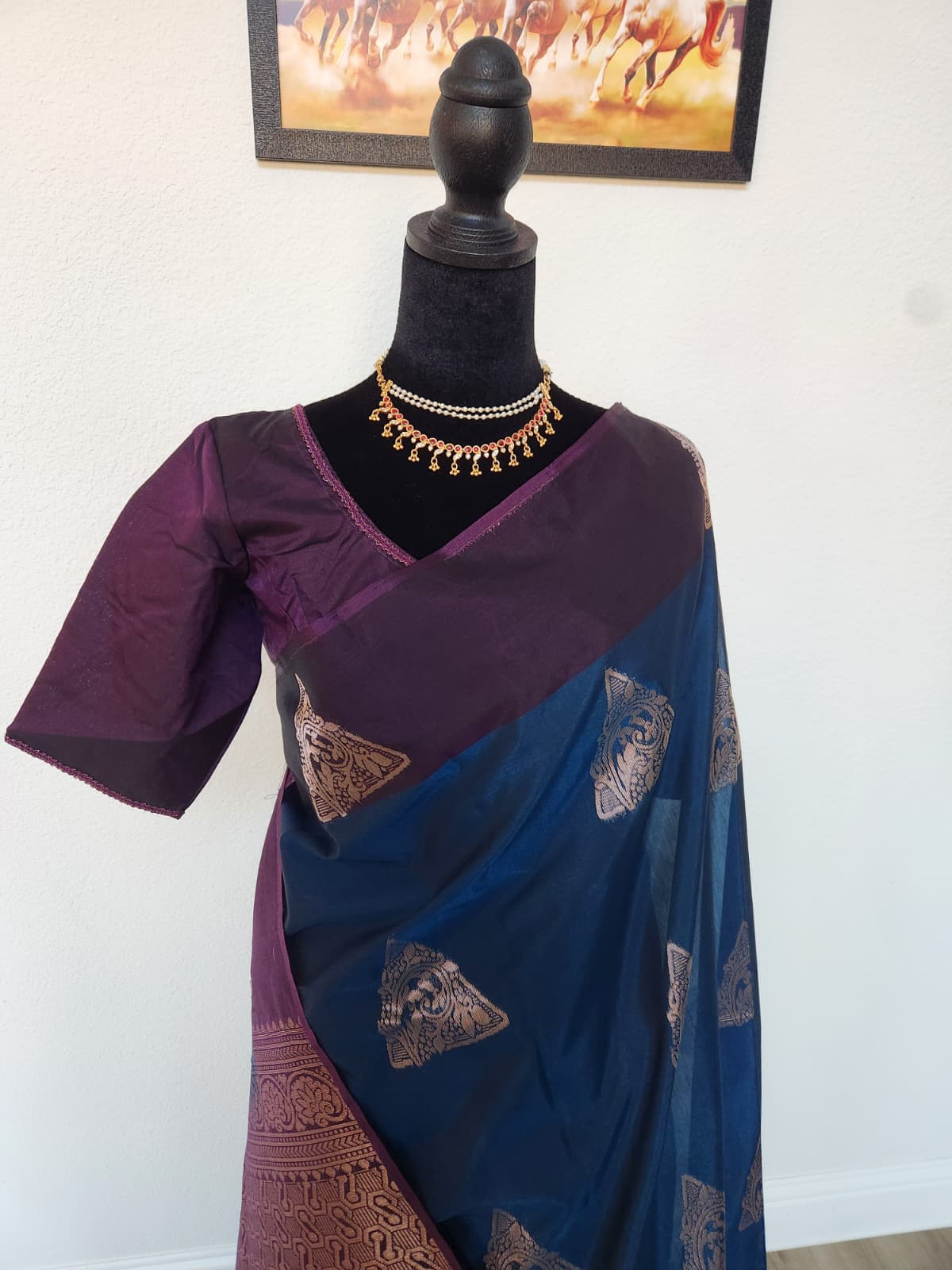 Kanchi Silk Cotton Saree, Gold Zari Brocade
