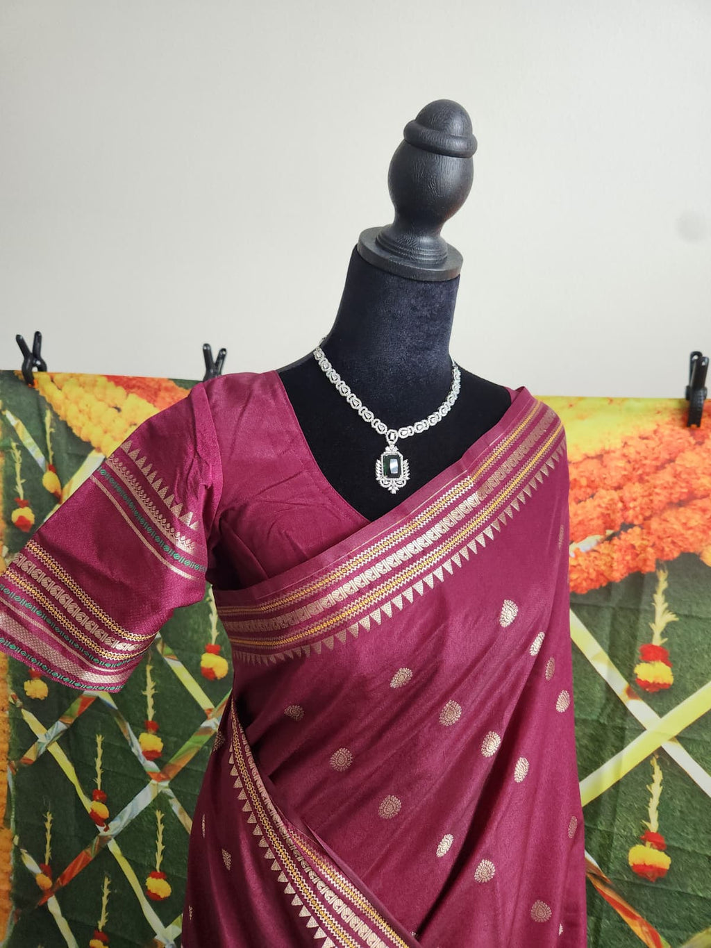 Royal Purple Warm Silk Saree, Striped Border
