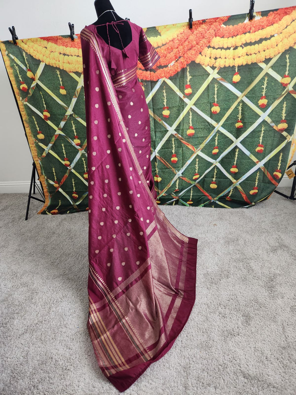 Royal Purple Warm Silk Saree, Striped Border