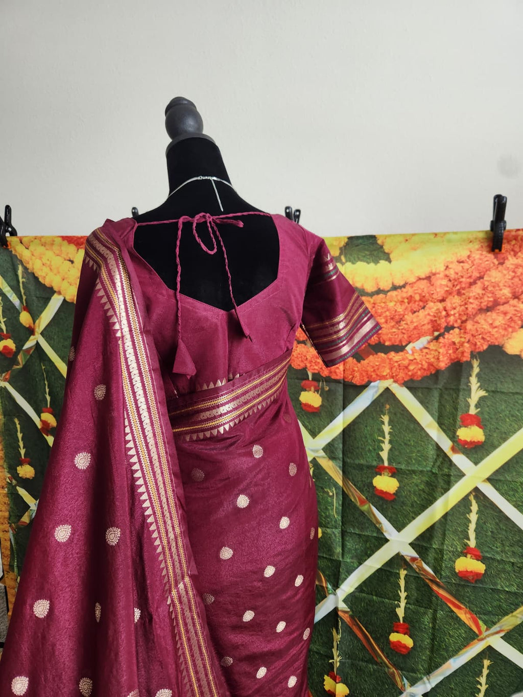 Royal Purple Warm Silk Saree, Striped Border