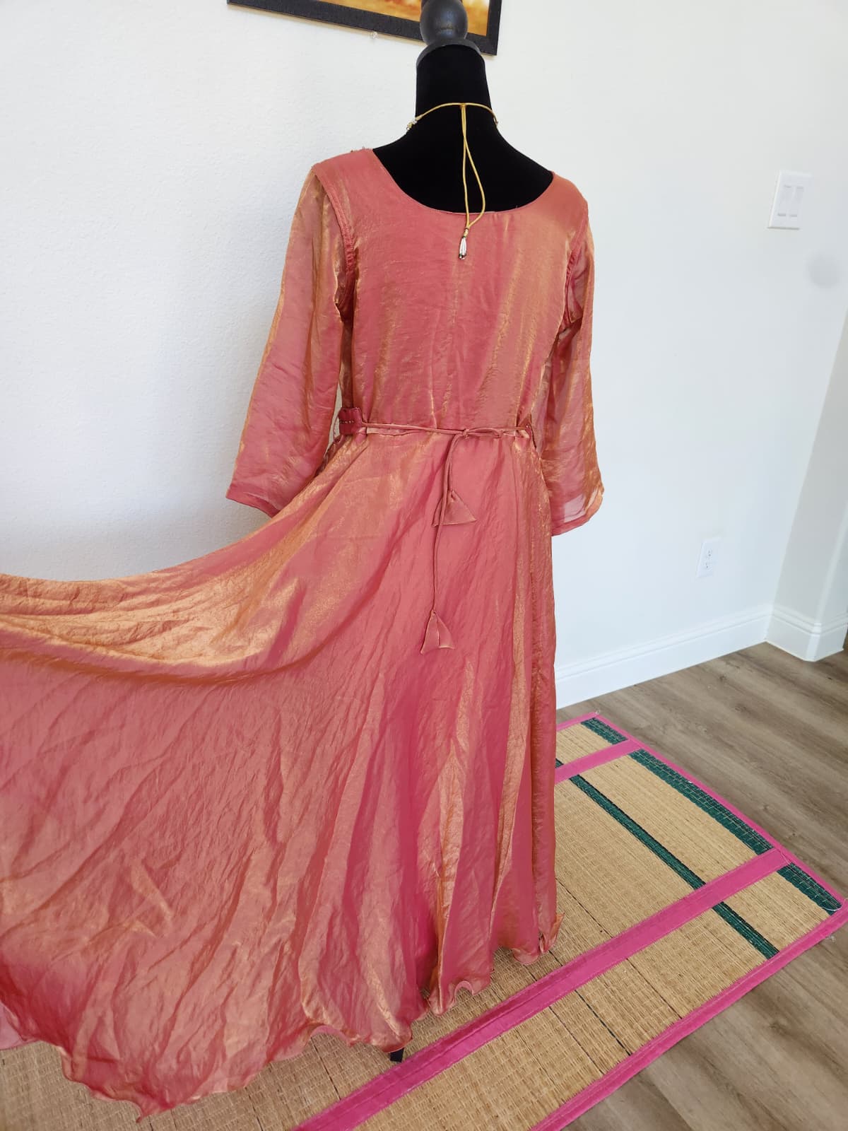 Rose Pink & Gold premium space Silk Anarkali Gown