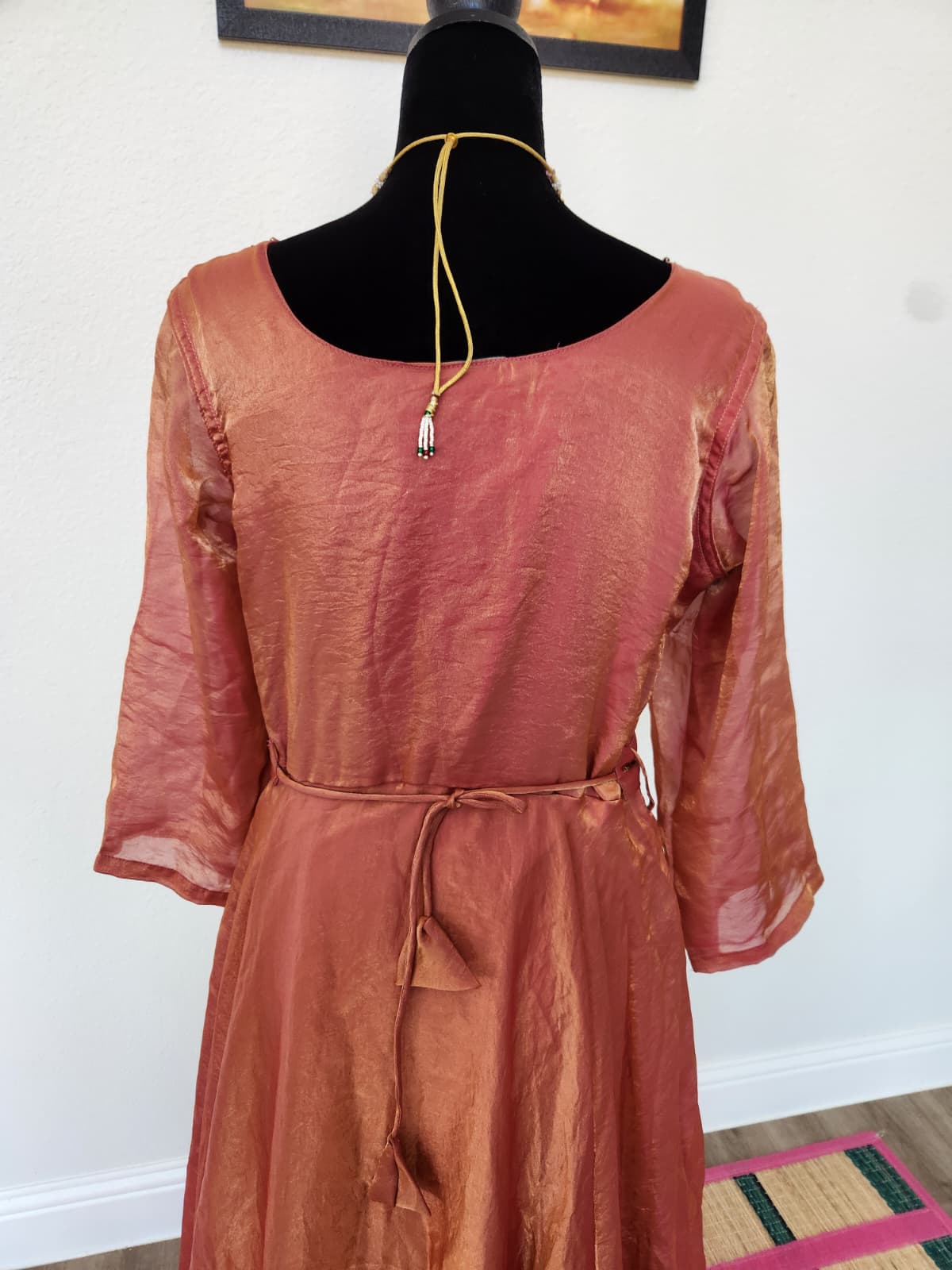 Rose Pink & Gold premium space Silk Anarkali Gown