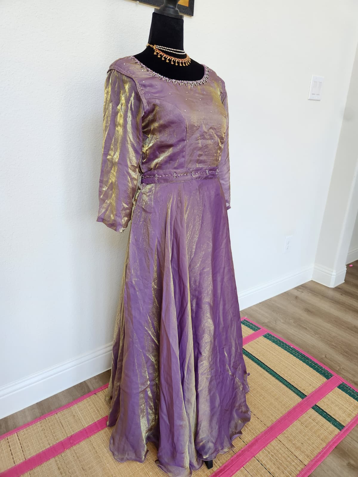 Lavender & Gold premium space Silk Anarkali Gown