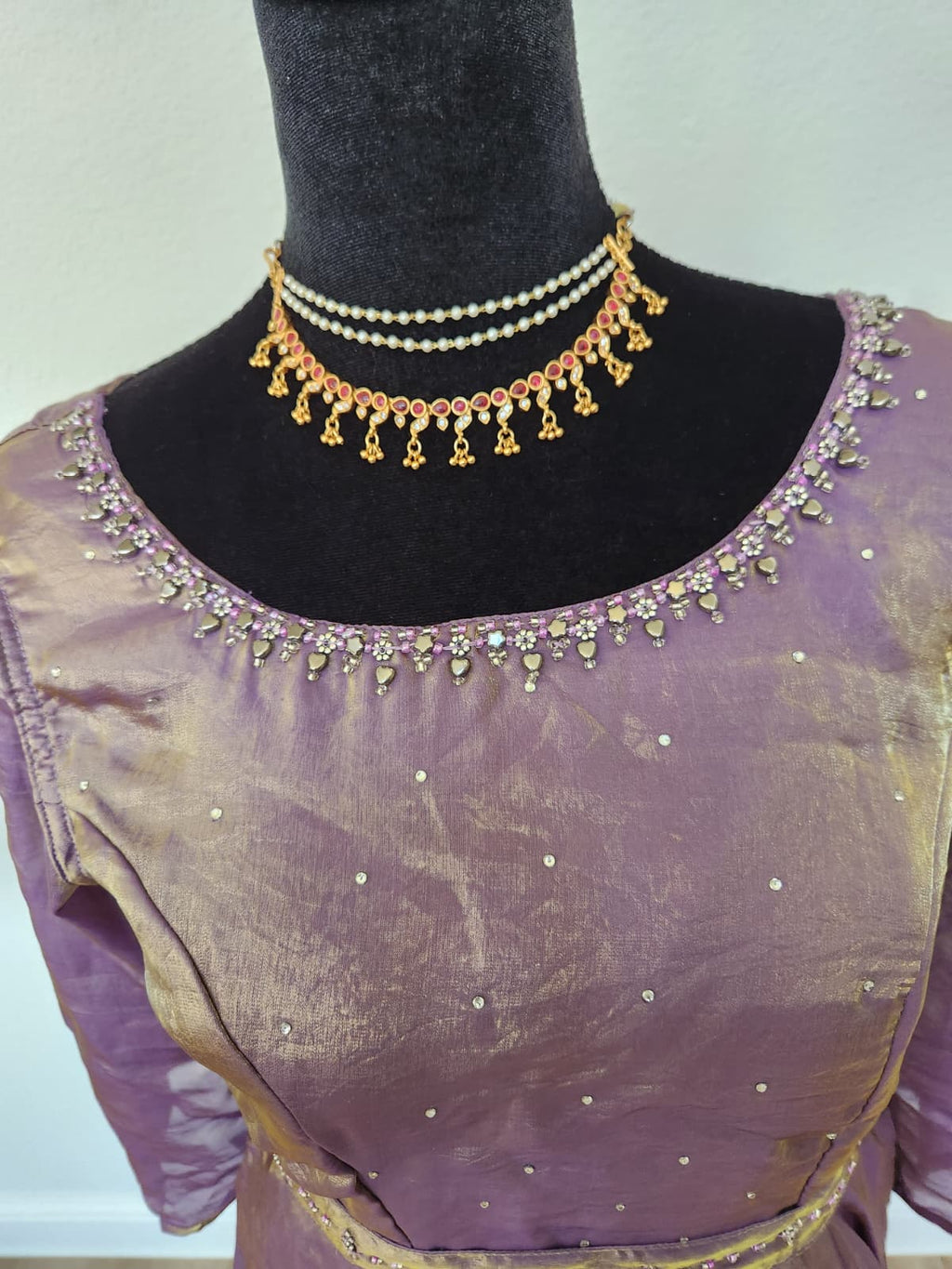 Lavender & Gold premium space Silk Anarkali Gown