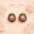 Antique Ruby, Emerald & Kundan Studs with Pearls