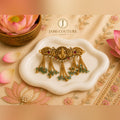 Temple Ganesha Hair Clip with Green Bead Tassels