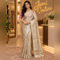 Gold Tissue Silk Saree with Pink Ikat Blouse
