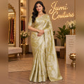 Champagne Gold Tissue Silk Saree, Floral Zari Weave
