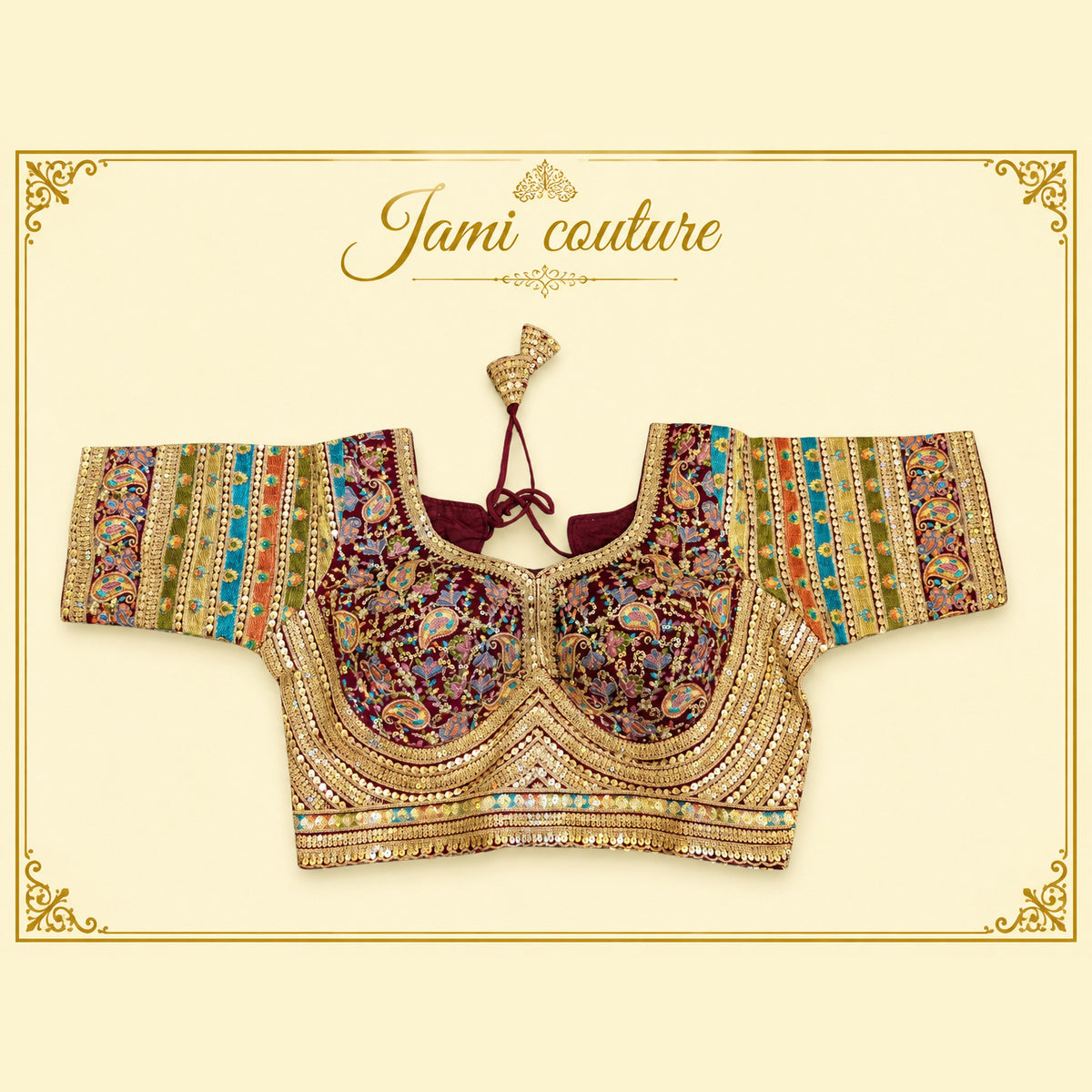 Faux Georgette Bridal Handwork Blouse, Size 38–40