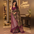 Fresh Leaf Green Kanchi Silk Cotton Saree, Gold Zari Brocade