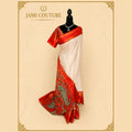 Ivory & Red Kalamkari Handloom Saree with Blouse