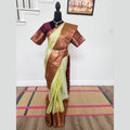 Sage & Wine Handloom Tussar Silk Saree with Blouse
