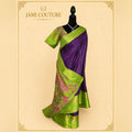 Purple & Green Kalamkari Handloom Saree with Blouse
