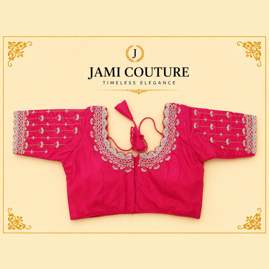 Roman Silk Readymade Blouse, Maggam Work