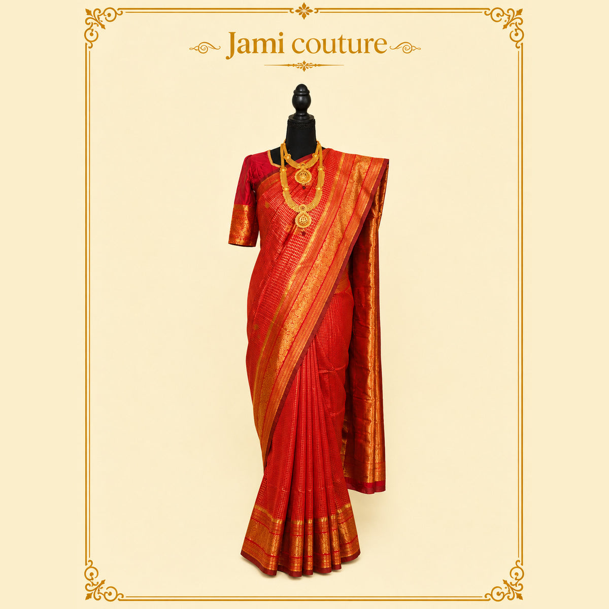 Red Banarasi Soft Silk Saree, Zari Peacock Border