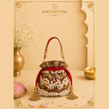 Red Velvet Tasselled Potli Clutch