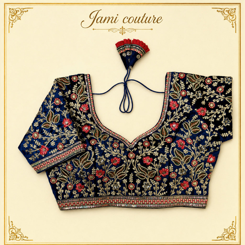 Velvet Handwork Designer Blouse, Size 38–42
