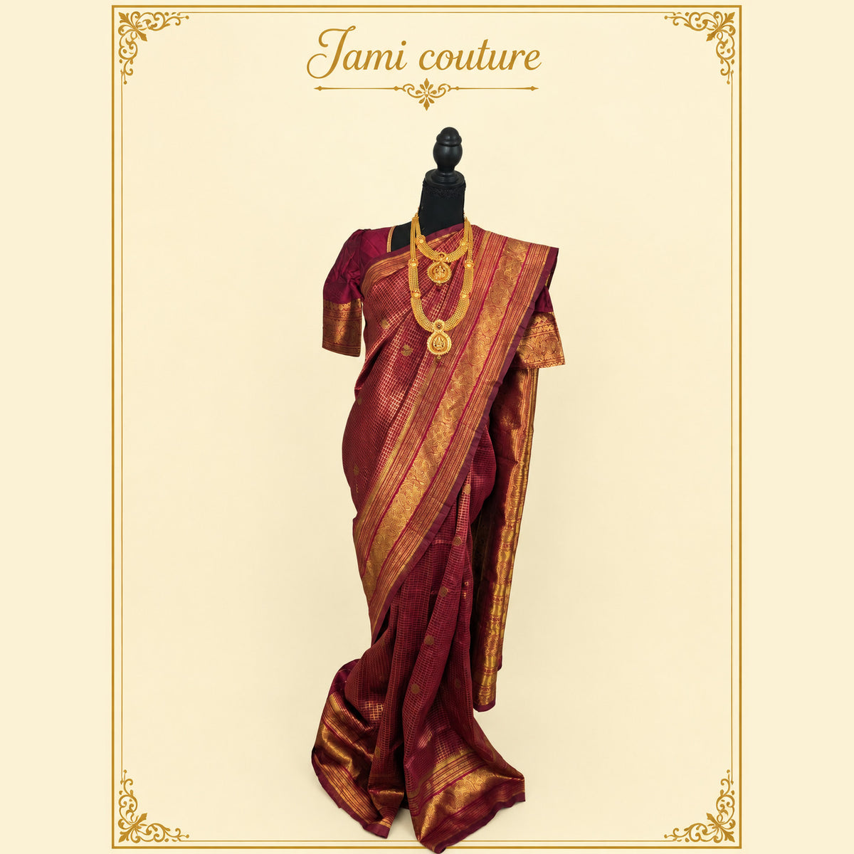 Wine Banarasi Soft Silk Saree, Zari Peacock Border